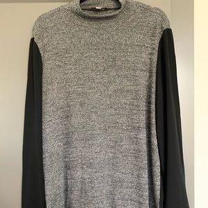 Mock neck sweater with sheer sleeves and back